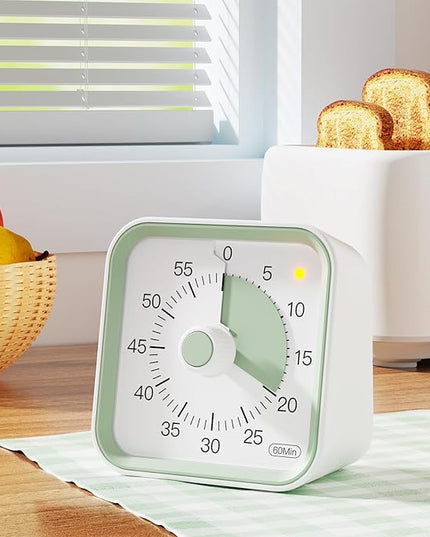 InfPokid Visual Timer for Kids with Pause Function, 60 Minute Countdown Timer for Kids Desk Study, Teaching, Kitchen Cooking, Office Meetings, Time Management for ADHD (White)