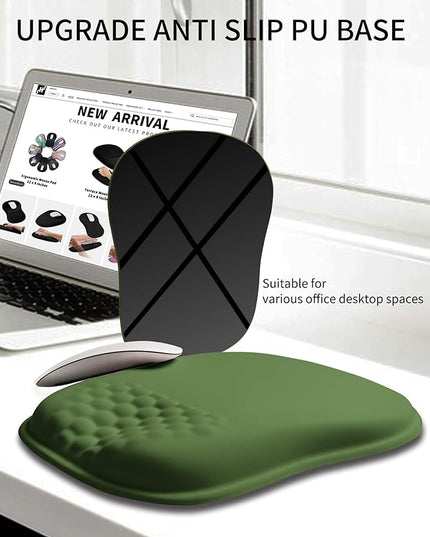 Hokafenle Ergonomic Wrist-Hugging Mouse Pad Wrist Support, U-Shaped Holding Wrist Rest Mousepad for Carpal Tunnel Pain Relief with Cushioned Memory Foam Slope Massage Bulge (10.2x8.3 in,Dill Green)