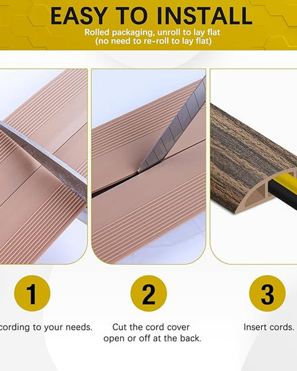 Floor Cord Cover 10FT Cord Covers for Wires on Floor Protect Wires & Prevent Trip Hazards, Easy to Cut for Home, Office, School, Concerts, Cavity W0.6in x H0.32in