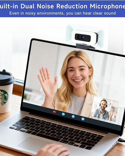 Webcam for PC - PC Camera Webcam 1080P, Desktop Computer Web cam with Privacy Shutter and Tripod Autofocus, Dual Noise-USB Plug&Play,Cancelling Mics,Auto Light Correction,
