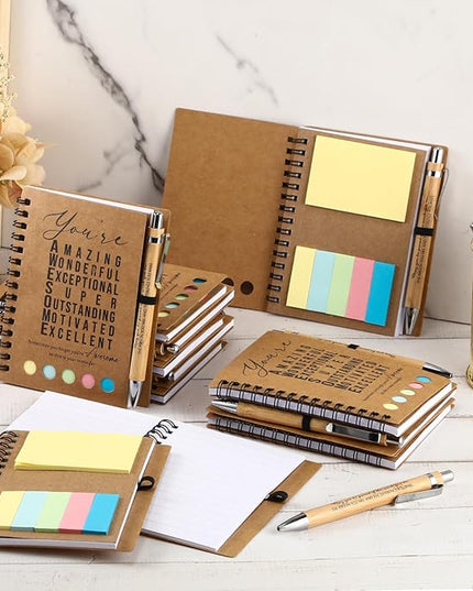 Jetec Inspirational Notebooks Bulk Spiral Notebook with Sticky Notepad Motivational Pens Valentines Day Gifts for for Employee Coworker Nurse Staff Teacher Nurse Volunteer(50 Sets,Amazing)