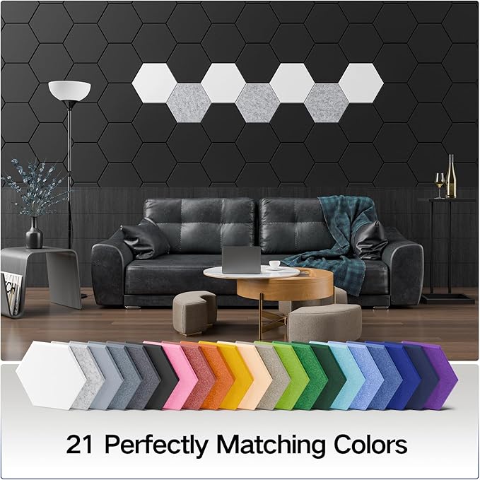 18 Pack Self-Adhesive Acoustic Panels 12" X 10" X 0.4" - Sound Proof Foam Panels for Wall with High Density, Hexagon Design, Flame Resistant, Absorb Noise and Eliminate Echoes(Olive Drab)