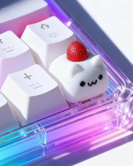 Artisan Keycaps, Cute Custom Couple Rabbits Key Caps for MX Mechanical Keyboard, Resin Handmade 1U Replacement for Esc Arrow Keys - Strawberry Rabbit