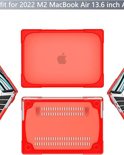 Batianda for New MacBook Air 13.6 inch Case 2025 M4 2024 2022 Release Model A3240 A2681(M2) A3113(M3), Heavy Duty Shockproof Protective Hard Shell with Fold Kickstand & Keyboard Cover, Red