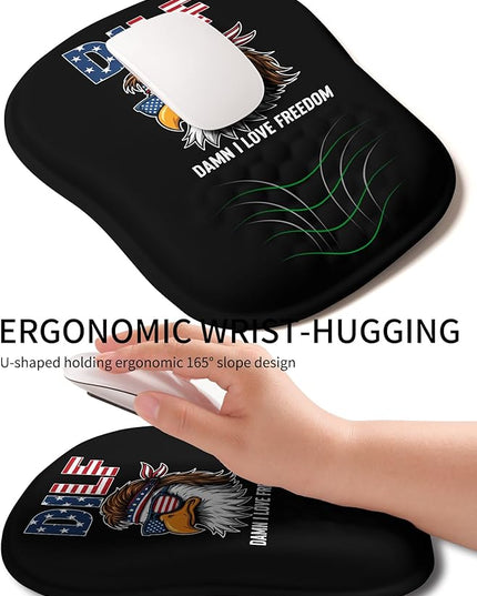 Hokafenle Ergonomic Wrist-Hugging Mouse Pad Wrist Support, U-Shaped Holding Wrist Rest Mousepad for Carpal Tunnel Pain Relief with Cushioned Memory Foam Slope Massage Bulge (Classic 10.2x8.3 in,DILF)