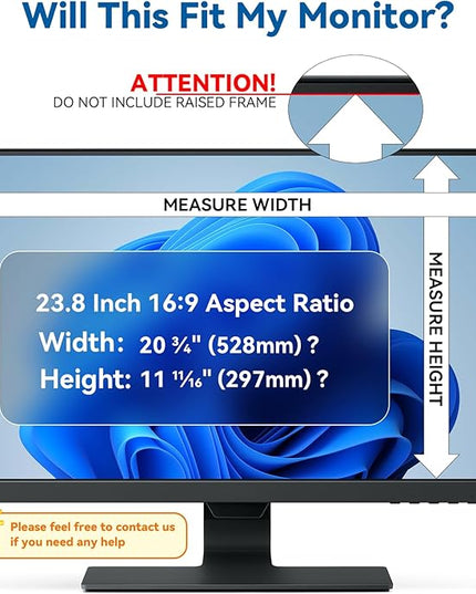 [2-Pack] Magnetic 23.8 Inch Computer Privacy Screen Protector for 16:9 Monitor, Removable 23.8in Private Filter for Anti Glare Block Blue Light, Screen Cover Shield Office Shade for Desktop TV Monitor