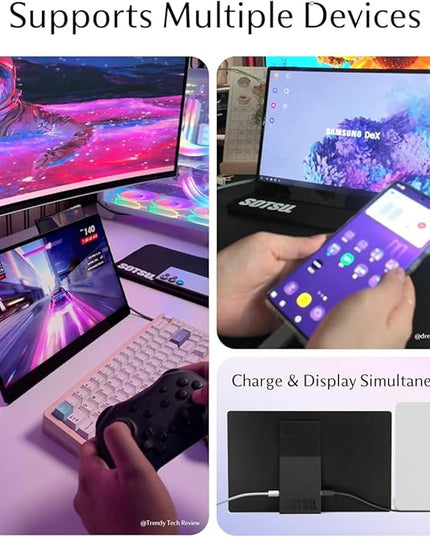 SOTSU FlipAction Go 14" Premium Portable Monitor SFA14PMSB | Robust but Lightweight | Tempered Glass Cover | 1080p | 400 Nits | 100% sRGB | 5W | Super Versatile | USB C or Mini HDMI