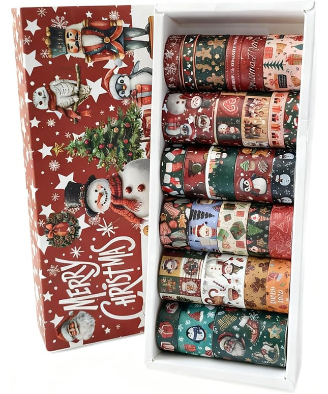 Bomichi 27 Rolls Christmas Washi Tape, Aesthetic Colored Decorative Cute Scrapbook Tape for Scrapbooking Supplies Journaling Craft Junk Journal