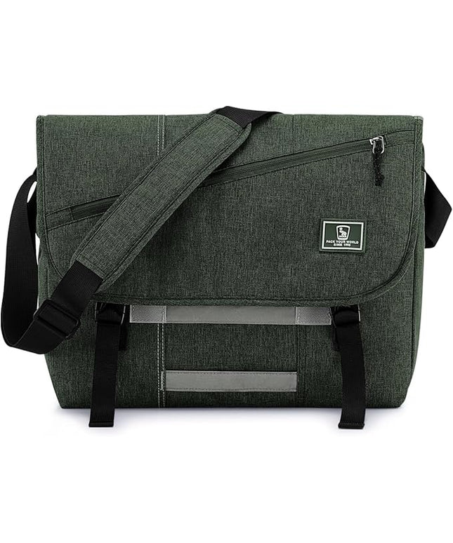 OIWAS Messenger Bag for Men, 15.6 Inch Laptop Crossbody Bags Women Casual Satchel Shoulder Bag College Travel Office Briefcase (15.6 Inch, Dark Green)
