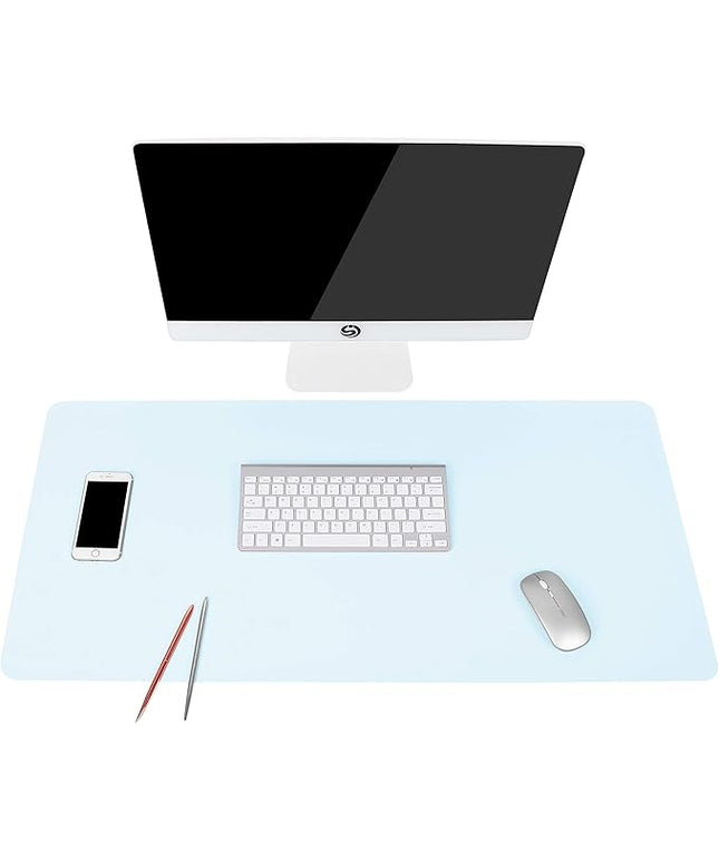 YSAGi Non-Slip Leather Desk Pad L Size, Waterproof Laptop Computer Desk Keyboard Mat, Table Protector Blotter Mat, Large Mouse Pad for Office/Work/Home/Decor(Sky Blue, 35.4" x 17")