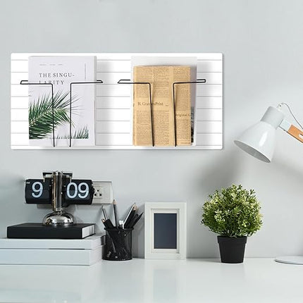 4 Pair Slatwall Literature Holder Pegboard Shelf Accessories Pegboard Magazine Holder Expandable Literature Display Metal Wire Retail Magazine Shelf for Slatwall Gridwall Exhibition(Black)