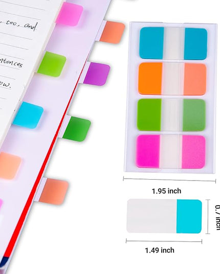 Golcellia 480 Pieces Sticky Tabs Transparent Sticky Notes, Colored Page Markers for Bookmarks, Writable and Repositionable Index Annotation Tabs