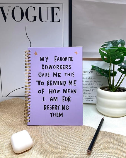 NeatNiche Spiral Notebooks For Work- Hardcover Gold coil-bound Journal Dairy For Women, 5.8"x8.3",Funny Going Away Gifts For Coworkers,Sarcastic Farewell Gifts,Coworker Leaving Gift,New Job Or Birthday Gift (Purple)