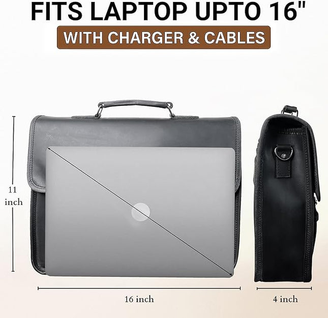 RUSTIC TOWN Leather Messenger Bag for Men - Full Grain Leather Briefcase Laptop Satchel Office Crossbody Travel Bag