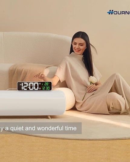 Hournor Digital Clock for Bedroom, Digital Wall Clock for Living Room Decor, Desk Table Clocks, Digital Clock Large Display, Bedroom Smart Alarm Clock for Office White Green