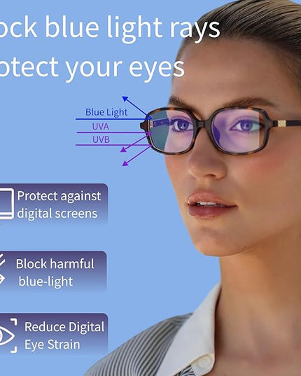 hnbliv Retro Rectangle Blue Light Blocking Glasses for Women 90s Fake Eyeglasses Y2K Fashion Computer Glasses Tortoise Frame