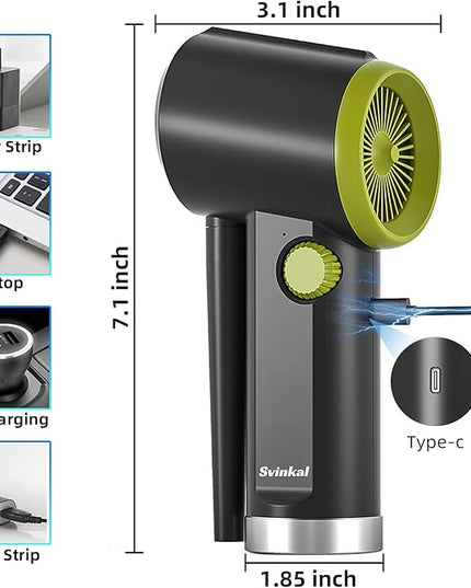 Compressed air Duster Electric, Computer air Blower Gun, air Blower for Computer Keyboard, Cordless air Duster, for Cleaning Camera Toys Greenery Computer Keyboard, etc（Brushless Motor）