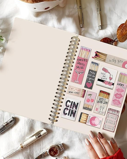 Vintage Preppy Aesthetic Spiral Notebook Journal, Pink Girly Notebook, Preppy Gifts for Women, Office Supplies, Hardcover Spiral Notebook 80 Sheets -160 Pages 5.5x8.3 Inch