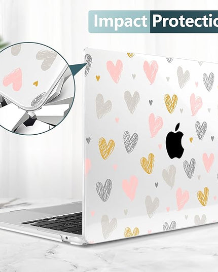 DONGKE for M4 MacBook Air 13.6 Inch Case 2025 2024 2023 2022 Model A3240 A3113 A2681 M3 M2 Chip, Plastic Hard Shell Case Cover with Touch ID for MacBook Air 13 Inch M4 - Hearts