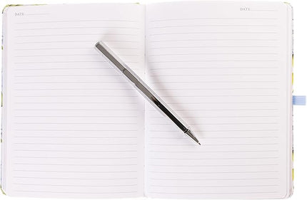Graphique Hortensia Lined Journal Plus Pen Luxe Collection, Hardcover Diary Notebook for Writing, Silver Foil Embossing, 160 Pages, 6” x 8”