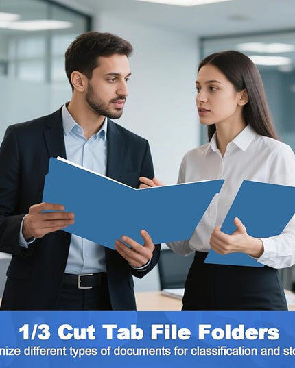 File Folder, HERKKA 30 Pack 1/3 Cut Tab File Folders, File Folders Great for Organizing and Filing, Letter Size, Navy