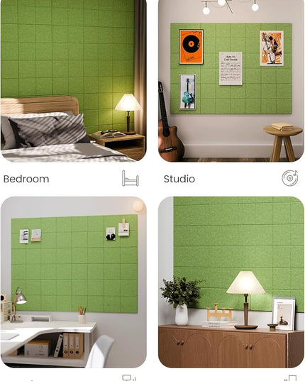 Fluxynara Large Felt Bulletin Board 48" x 36" Cork Board Alternative-12 Pack with 70 Safe Removable Adhesive Tabs, Cork Boards for Walls Cork Board for Home Office Classroom Pin Board-Kelly Green