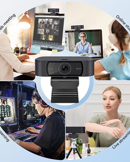 Angetube 1080P HD Webcam with Microphone, Computer Camera, 2 Mics, USB Type-A & A-to-C Adapter, Plug & Play USB PC Camera for Laptop, Web Cam for Online Calling, Zoom/Teams/Facetime, 2025 Version