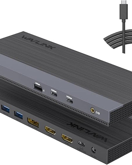 WAVLINK USB C Docking Station Triple Display Dual Monitor, USB Type C to Dual HDMI Dock, 2 HDMI, DisplayPort, 100W PD3.0 for Laptop, Ethernet, 4 USB 3.0, 2 USB C, Audio