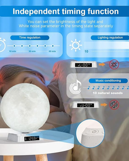 Light Alarm Clock Wake up Light Bioclock Adjustment Sunrise Alarm Clock Awakening lamp Bedside lamp Table lamp Nightstand Lamp Moon-Shaped & APP-Supported