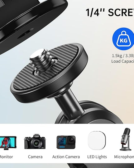 ATUMTEK Super Camera Clamp Mount with 1/4" and 3/8" Threads, Dual Ballhead Magic Arm 360° Ball Head Grip, Phone/Action Camera Mount Adapter for Canon Nikon DSLR Camera, GoPro/Insta360/INSTAX/DJI