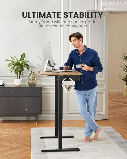 ErGear Electric Standing Desk with Full Size Keyboard Tray, Adjustable Height Sit Stand Up Desk, Home Office Desk Computer Workstation, 48x24 Inches, Vintage Brown