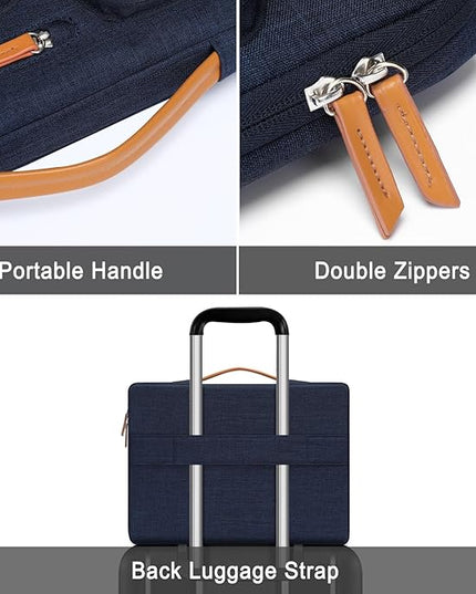MOSISO 360 Protective Laptop Case 14 inch, 14 inch Laptop Sleeve Compatible with HP Lenovo Dell ASUS Acer, HP, Dell Latitude, Lenovo, Side Open Carrying Case with 4 Zipper Pockets&Handle, Navy Blue