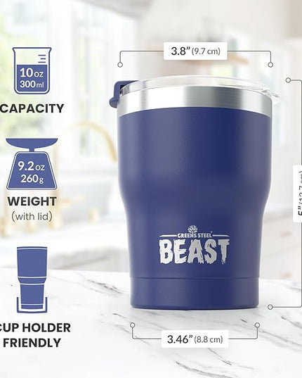 Beast 10 oz Tumbler Stainless Steel Vacuum Insulated Coffee Ice Cup Double Wall Travel Flask (Royal Blue)