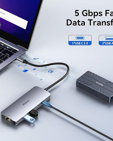 USB C Docking Station Dual HDMI, 8 in 1 Docking Station for 3 Monitors, USB HUB Triple 4K Display with 2 HDMI and 1 Displayport, 1 Gbps Ethernet, 100W PD Charging, 3 USB 3.0 Ports for Dell, HP, Lenovo