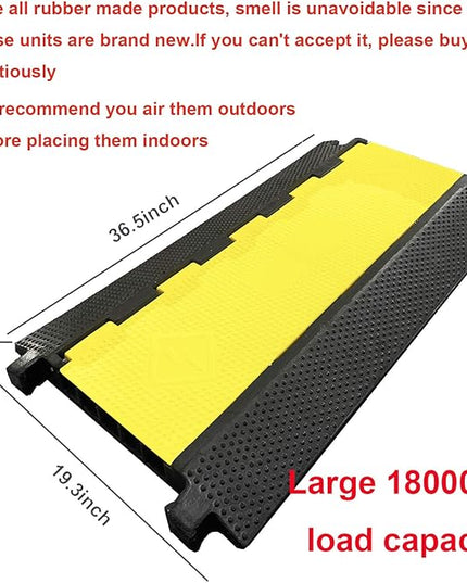 Reliancer 5 Channel Rubber Cable Protector Ramp Traffic Speed Bump 18000lbs Capacity Heavy Duty Cable Protective Cover Ramp Driveway Hose Cord Track Protector Wires Concealer w/Flip-Open Top Cover