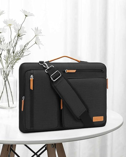 MOSISO 360 Protective Laptop Shoulder Bag,14 inch Computer Bag Compatible with HP Lenovo Dell ASUS Acer, HP, Dell Latitude, Lenovo,Side Open Messenger Bag with 4 Zipper Pockets&Handle, Black