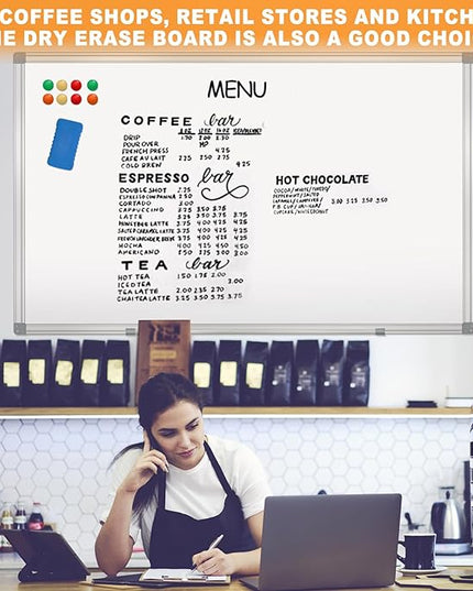 H-Qprobd Dry Erase Board for Wall 60"x40" Aluminum Presentation Magnetic Whiteboard with Long Pen Tray, Wall-Mounted White Board for School, Office and Home