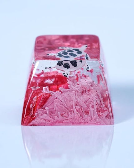 Sea Turtle Artisan Keycap Rose Red Ocean R1 SA Profile Custom Sea Creatures Keycaps 1U ESC Handmade Gaming Resin Key Cap Cherry MX Switch Compatible Mechanical Keyboard Turtle Lover Gift