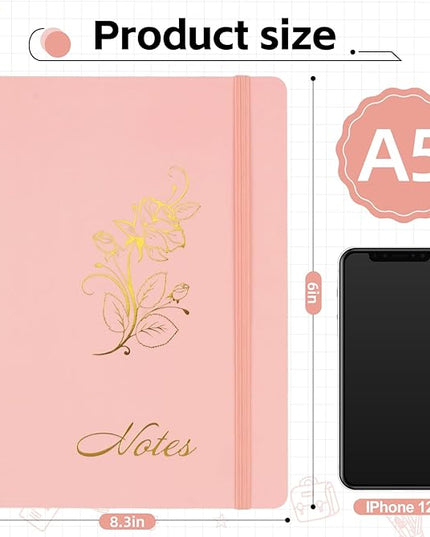 Joyberg Aesthetic Spiral Notebook, 2PCS Cute Notebook, 8.3" x 6" Notebook For Women, A5 Spiral Journal Notebook for Office/School/Home (Pink & Beige)