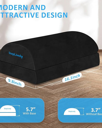 StepLively Foot Rest for Under Desk at Work, Comfortable Foot Stool with 2 Adjustable Heights, Footrest with Washable Cover, for Back & Hip Pain Relief, Suitable for Office, Home and Car (Black)