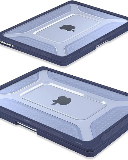 Batianda Extreme Heavy Duty Case for New MacBook Air 13.6 inch 2025 M4 2024 2022 A3240 A3113 A2681 - Anti-Slip Rubberized Stand (Holds 25lbs) Honeycomb Exoskeleton Max Cooling & Stability - Navy Blue