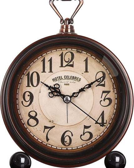 RODH Battery Alarm Clock,Night Light,Vintage Hangable Super Silent Non Ticking Analog Table Clock for Bedroom Bedside, Desk,Shelf