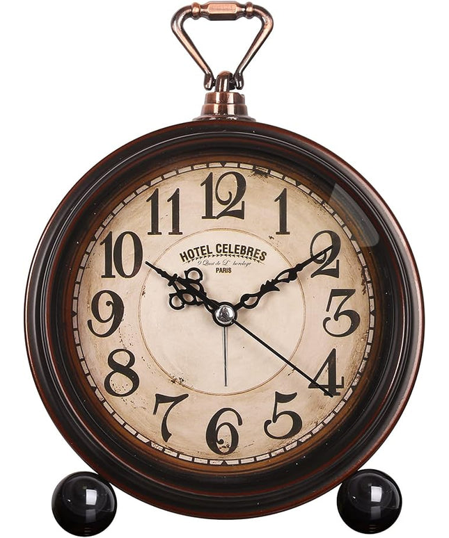 RODH Battery Alarm Clock,Night Light,Vintage Hangable Super Silent Non Ticking Analog Table Clock for Bedroom Bedside, Desk,Shelf