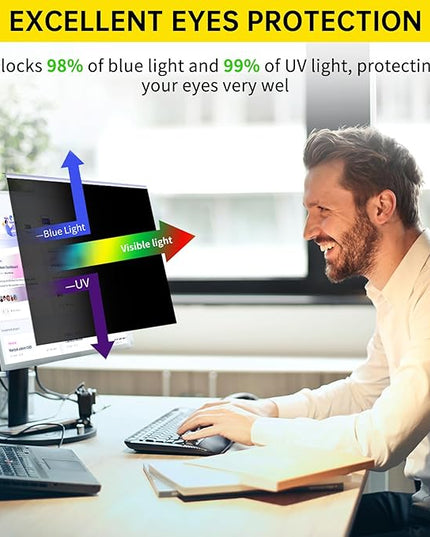 DEJIMAX 21.5 Inch Computer Privacy Screen for 16:9 Widescreen Monitor, Anti-Blue Light Monitor Privacy Screen Filter, Anti-UV Computer Shield
