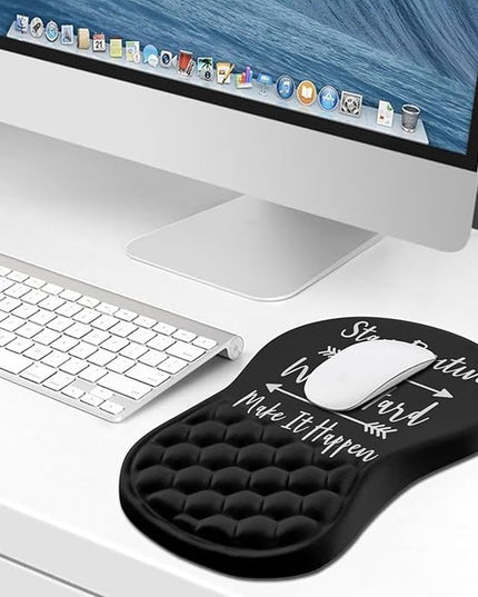 Hokafenle Ergonomic Mouse Pad Wrist Support, Wrist Rest Mousepad for Carpal Tunnel Pain Relief with Integrated Memory Foam Slope Massage Bulge (11.8x7.9 inch,Inspirational Quote