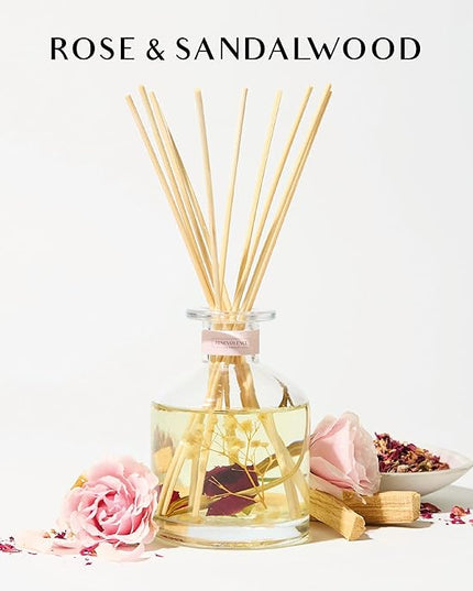 Benevolence LA Reed Diffuser, Rose & Sandalwood Scent Diffusers for Home with Oil Diffuser Sticks | Sun-Kissed Collection
