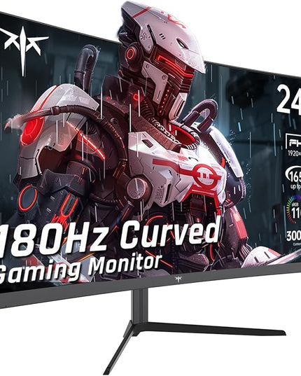 KTC 24 Inch Curved Gaming Monitor, 180Hz FHD 1080P Frameless Computer Monitor, Freesync/G-Sync Support, 99% sRGB, 3000:1 Contrast, HDMI, DisplayPort, Wall Mountable/Tilt Adjustable, H24S17