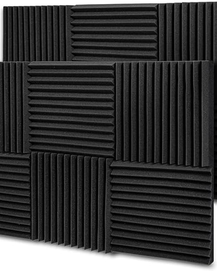 TroyStudio Thick Acoustic Foam Panels, 12 X 12 X 2 Inches 12 Pcs Wedge Sound Absorbing Foam, Dense Soundproof Padding Tile, Recording Studio Foam Absorber, Decorative 3D Wall Ceiling Panel