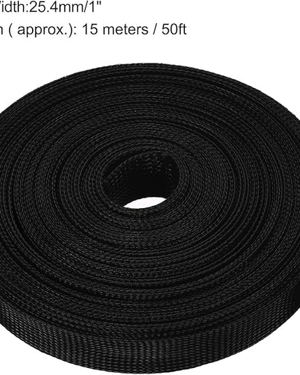 uxcell Expandable Sleeving, 1-inch 50ft Cable Sleeve, Black