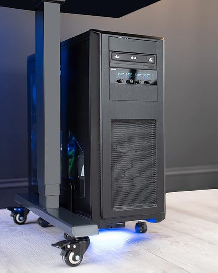 VIVO Large Computer Tower Desktop ATX-Case, CPU Steel Rolling Stand, 7.8 to 14 inch Wide Adjustable Mobile Cart Holder with Locking Caster Wheels, Gaming PC Holder, Black, CART-PC01L